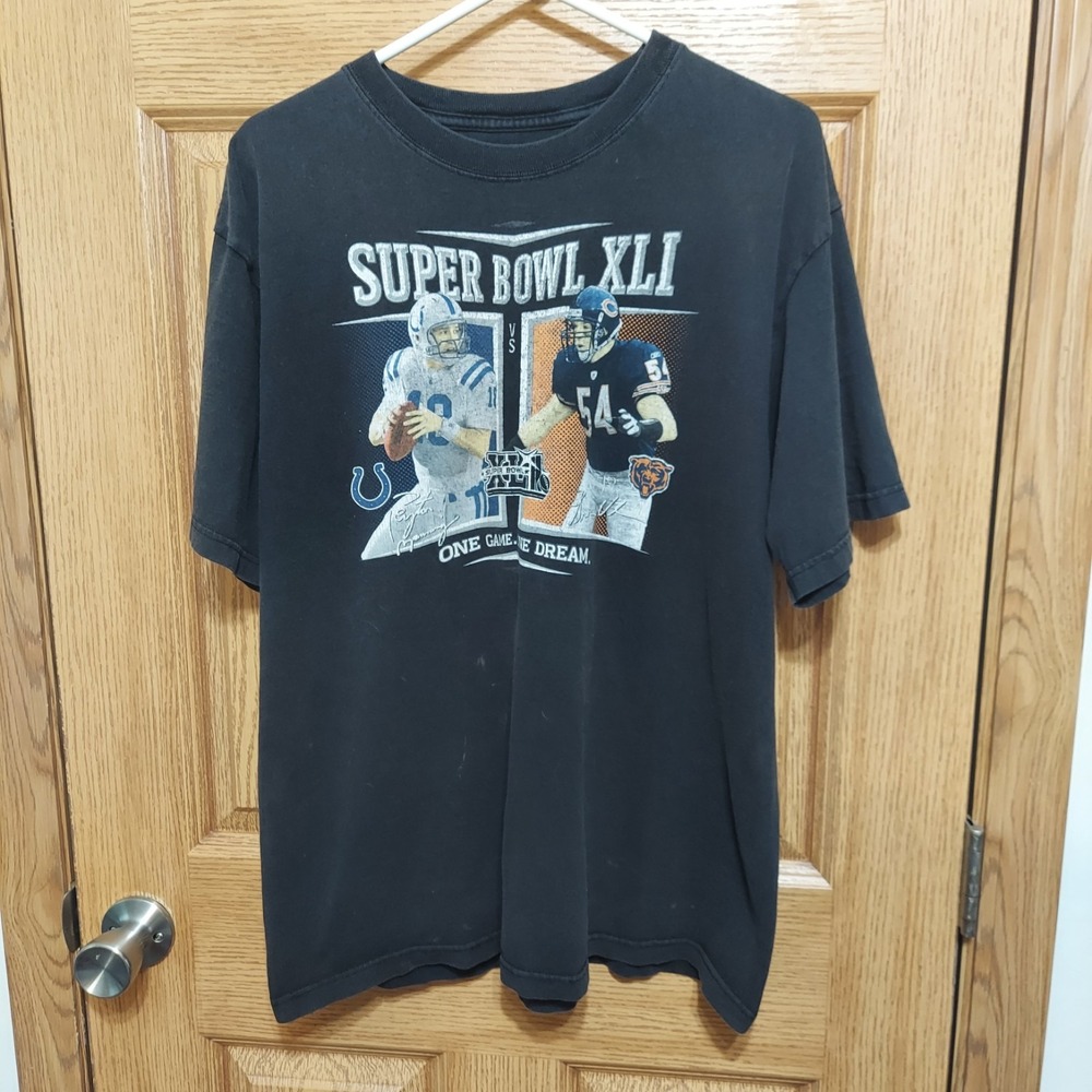 NFL‎ Super Bowl XLI Vintage 2007 Bears Colts Manning Urlacher Shirt Mens Large
